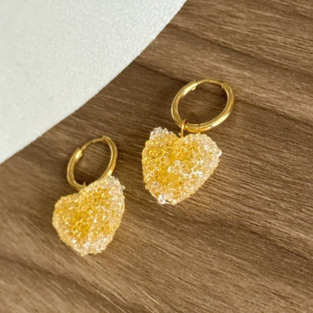 Gold Heart Earrings Q624 - Picture 5 of 6